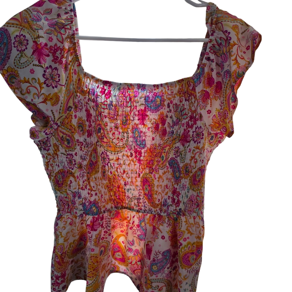 Floral Paisley Smocked Top